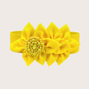 Yonger usine femmes <span class=keywords><strong>large</strong></span> élastique taille cravate avec grande fleur tissu perle <span class=keywords><strong>ceinture</strong></span> <span class=keywords><strong>ceinture</strong></span> - Product Image 3