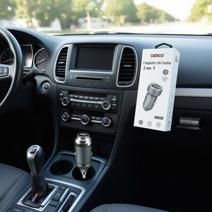 Cargador de coche Temco 2 en 1 con puerto USB dual para dispositivos móviles Jqp302 - Product Image 2