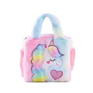 New Factory Sale Fashion Unicorn Crossbody Handbag Colorful Unicorn Shoulder Bags Plush HandBags