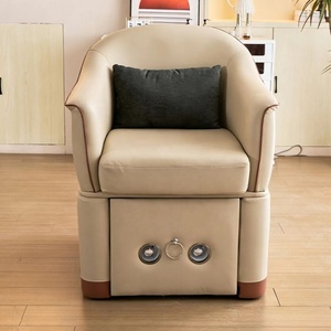 Sillón de Pedicura Beige Tapizado con Reposabrazos y Cojín, Mueble de Salón con Lavabo - Product Image 4