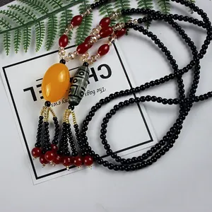 New Trendy Handmade glass beads necklace Ethnic style sweater chain women beaded pendant necklace