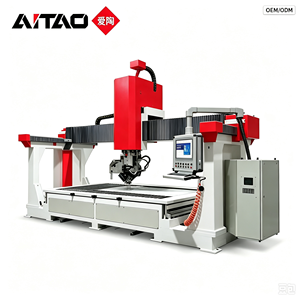 Machine de découpe CNC 5 axes intégrée avec lame de scie à pont et découpeur à jet d'eau pour pierre frittée, quartz, marbre, granit, plan de travail 1200 mm - Product Image 2