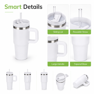 Gobelet isotherme en acier inoxydable de 14 oz avec poignée et paille, tasse à café portable pour voiture, tasse personnalisable avec logo - Product Image 6