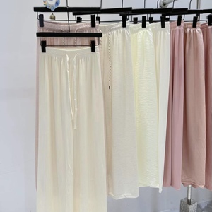 <span class=keywords><strong>Pantalon</strong></span> large en soie glacée respirant multi-styles pour <span class=keywords><strong>femme</strong></span>, décontracté, pour la maison, en <span class=keywords><strong>polyester</strong></span>, avec cordon de serrage, neuf - Product Image 2