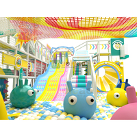Aoleao Centre de divertissement familial intérieur à aire de jeux souple, thème couleurs bonbon, avec parcours de filets central, certifié TUV CE, haute capacité