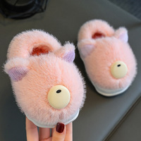 Hiver mignon garçons et filles maison antidérapant chaud épais moelleux pantoufles enfants chaud intérieur doux semelles coton enfants pantoufle