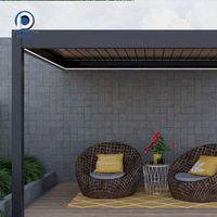 Pavillon en aluminium personnalisé Prima avec tables et chaises pivotantes, abri solaire extérieur pour cour, pavillon de loisirs sur mesure pour jardin et terrasse