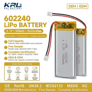 Batterie polymère rechargeable Lipo 3.7V 500mAh 602240 pour souris sans fil et télécommande – Fabrication OEM/ODM - Product Image 1
