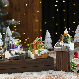 Nouvelles décorations de Noël transfrontalières, maison lumineuse musicale électrique, guirlandes lumineuses LED, maison de neige, ornements de Noël - Product Image 1