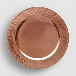 Assiette de service en cuivre pur martelé à la main, artisanale, moderne et écologique, pour la décoration de table - Product Image 1