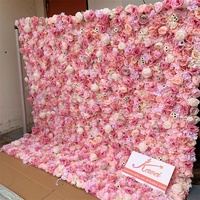 A-634 erröten rosa 3D Hochzeit Blume Wand Hintergrund Roll-up künstliche Rosen Elegante Rose Wand für Hochzeiten