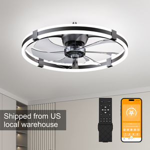 23.6'' LED <b>Ceiling</b> <b>Fan</b> Light <b>Remote</b>& APP <b>Control</b> DC Motor Aluminum Body 7 Blades 6-Speed Infinite Dimming fandelier for bedroom - Product Image 1