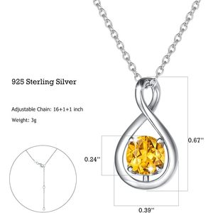 Infinity Pendant <b>Necklace</b> Sterling Silver Topaz Birthstone For Women Anniversary Birthday Gift - Product Image 5