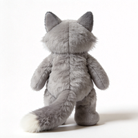 Boneka Rubah Abu-abu Baru, Mainan Hewan Boneka Plush yang Lucu, Boneka Rubah Abu-abu yang Dapat Dikustomisasi, Boneka Plush Hewan Rubah Abu-abu