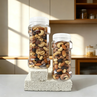 Pot de conservation alimentaire cylindrique transparent en PET de 1 litre avec bouchon à vis hermétique, idéal pour les solides, les fluides et les liquides, directement de l'usine.