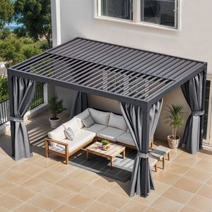 Pérgola Bioclimática <span class=keywords><strong>de</strong></span> Aluminio Premium con Luces LED, Calefactores, Estructura Impermeable con Recubrimiento <span class=keywords><strong>en</strong></span> Polvo, Gazebo Moderno para Jardín <span class=keywords><strong>de</strong></span> Lujo al Aire Libre - Product Image 6