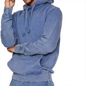 Conjunto Deportivo de Sudadera con Capucha Azul para Hombre, 100% Algodón, Ligero, Informal, de Color Sólido, Transpirable, Corte Regular, para Invierno - Product Image 4