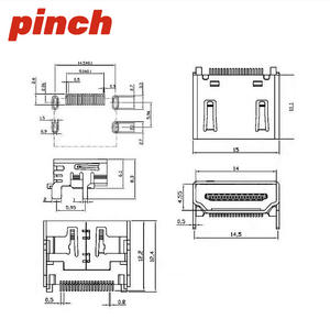 Conector HDMI Hembra de 19 Pines, Carcasa de Cobre Niquelado, Montaje Superficial - Product Image 2