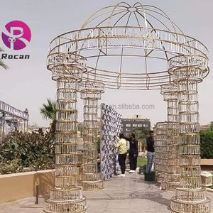 <span class=keywords><strong>D</strong></span>écoration de mariage de luxe fournitures de fête toile de fond scène 10ft <span class=keywords><strong>cristal</strong></span> or éclairé Chuppah - Product Image 2