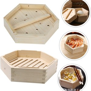 Hexagonal Wooden <b>Steamer</b> Bamboo Wood <b>Steamer</b> Drawer Eco-Friendly For Steam Cooking Food Storage Packaging - Product Image 3