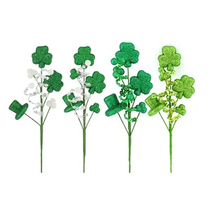 St Patrick's Day Decorations plastic flash Shamrocks Ornament Set Good Luck Trefoil for St. Patrick's Day Table Party Decoration