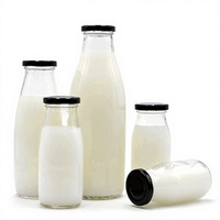 Bouteille en verre dépoli sérigraphiée avec logo personnalisé pour lait, miel, eau, 1000 ml, vente en gros