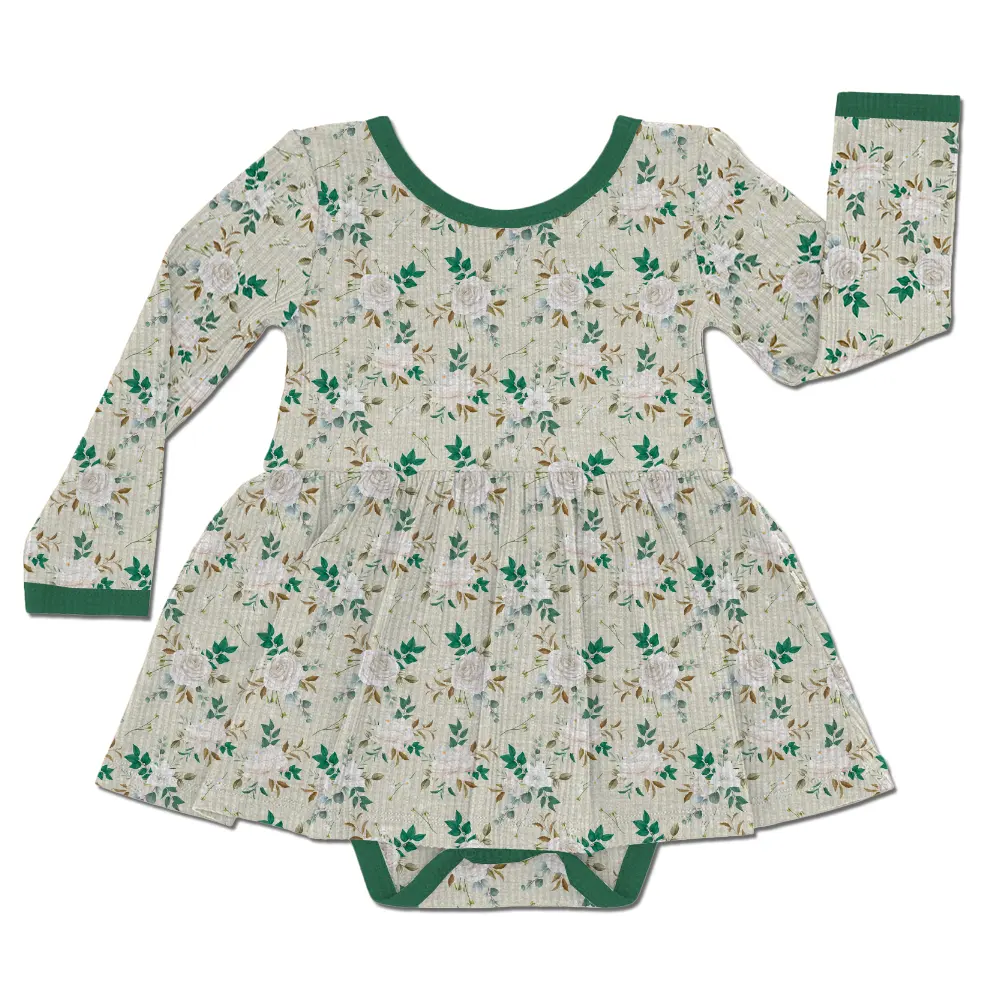 Abito da bambina con piroetta personalizzato in fibra di bambù abiti Casual moda moda fiori abiti estivi da ragazza