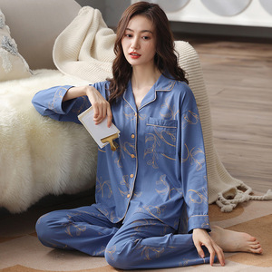 All'ingrosso pigiama da <span class=keywords><strong>donna</strong></span> primavera e autunno in puro cotone a maniche lunghe Casual <span class=keywords><strong>abbigliamento</strong></span> per la <span class=keywords><strong>casa</strong></span> - Product Image 4