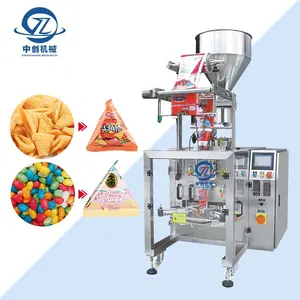 Cookie Nut Grain Chocolate Small Snack Chips Food Automatic Candy Vertical Triangle Bag Sealer Packaging Machine Price