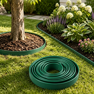 Bordure de jardin rectangulaire en plastique PE Sunsbuild, résistante aux intempéries, pour aménagement paysager, séparateur de pelouse et de parterres de fleurs - Product Image 1