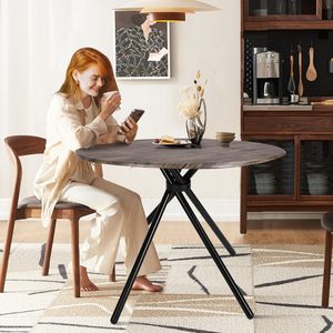 Retro brown wood grain round dining <b>table</b>, suitable <b>for</b> <b>small</b> apartments, home use, simple dining <b>table</b>, <b>kitchen</b>, living room, - Product Image 1