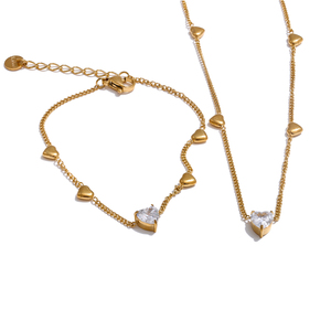 JINYOU 5086 Set <span class=keywords><strong>di</strong></span> Collana e Bracciale con Cuore in Zirconia Cubica Lucida, Set <span class=keywords><strong>di</strong></span> <span class=keywords><strong>Gioielli</strong></span> in Acciaio Inossidabile PVD per Donne, <span class=keywords><strong>Gioielli</strong></span> per <span class=keywords><strong>San</strong></span> <span class=keywords><strong>Valentino</strong></span> - Product Image 1