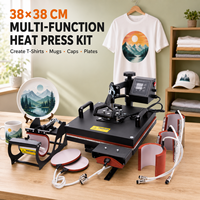 Presse à chaud multifonctionnelle 8-en-1 de 15x15 pouces pour T-shirts, mugs, casquettes, assiettes, chaussures, transfert par sublimation