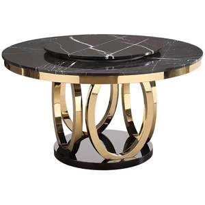 Luxury Gold Stainless Steel <b>Round</b> <b>Dining</b> <b>Table</b> <b>Set</b> Top Modern 8 Seater <b>Dining</b> <b>Table</b> <b>Set</b> UP-<b>4</b>-1 Marble Top Modern Di - Product Image 5