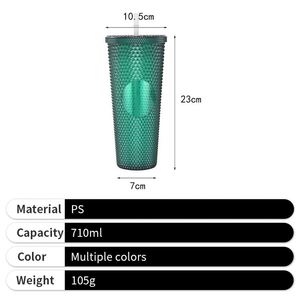 Gobelet à double paroi en plastique clouté 710 ml avec paille et couvercle – Prix usine 2026 - Product Image 3