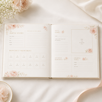 Carnet de souvenirs pour bébé LABON personnalisé, suivi des étapes importantes, livre de souvenirs de la première année en aquarelle de luxe, carnet de souvenirs pour nouveau-né