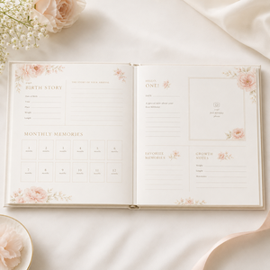 Diario Personalizzato LABON per Ricordi del Bambino, Tracker delle Tappe Floreali, Lussuoso Libro dei Ricordi del Primo Anno in Stile Acquerello, <span class=keywords><strong>Quaderno</strong></span> Ricordo per Neonati - Product Image 2