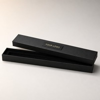 Caixa de Presente Rígida com Tampa e Base em Preto com Detalhes em Folha de Ouro, Impressão Personalizada, Reciclável, Premium, Fornecimento Direto de Fábrica