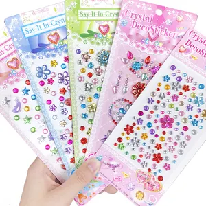 Custom Hot Koop Gem Crystal Acryl Rhinestone Stickers Voor Kids Decoratie Creatieve Diy Sticker Voor Scrapbooking