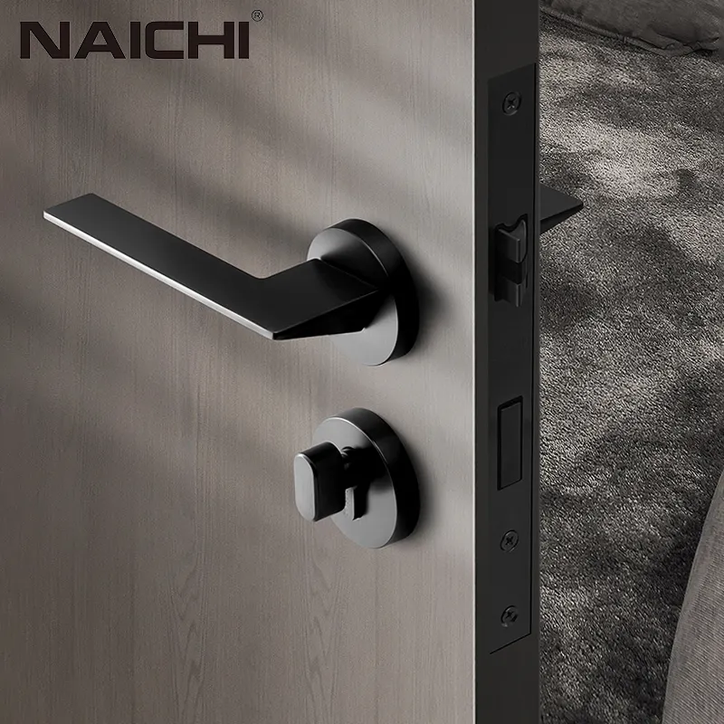 modern style gun black brushed gold aluminum mortise lever door handle with lock palancas de puerta use bedroom hotel and home