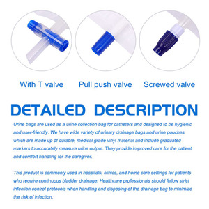 Bolsa de drenaje de orina de plástico desechable médica con válvula giratoria - Product Image 6