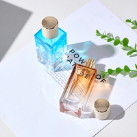 Nouveau design, flacon de parfum carré personnalisable en verre dégradé, avec bouchon pompe, capacité 50 ml, pulvérisateur scellé imprimé