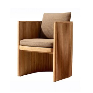 Chaise d'hôtel moderne en bois tissé avec cadre en corde Coussin imperméable Patio Garden Chaise de salle à manger d'extérieur Chaises de loisirs de luxe - Product Image 5