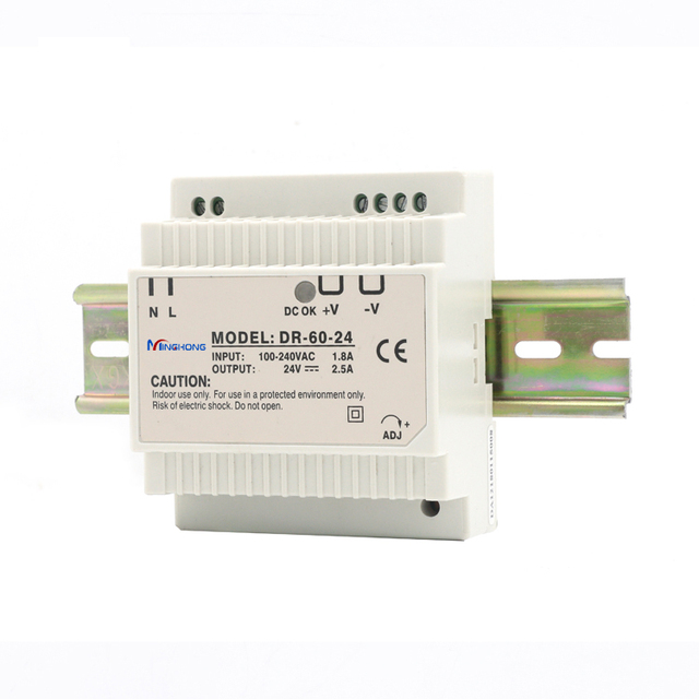 In Stock DR-60-24 Industry Power Supply Unit 24V 2.5A Single Input AC-DC Din Rail Mount 60W