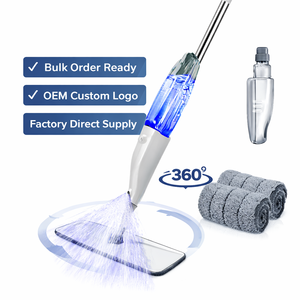 Mopa Giratória 360 com Pulverizador e Garrafa de Água para Limpeza de Pisos Profissional, Mopa Plana de Microfibra, Venda Direta da Fábrica em Atacado - Product Image 1