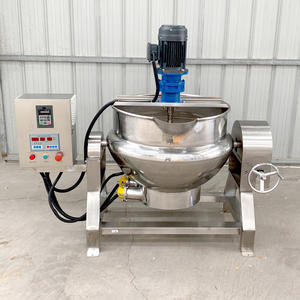 Machine de cuisson à chaudière à double enveloppe chauffée au gaz et à l'électricité pour sirop de caramel, avec mélangeur pour sauces et garnitures de marmite - Product Image 4