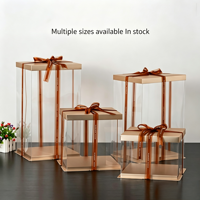 Boîtes carrées transparentes écologiques et étanches (4"-14") - Idéales pour le stockage alimentaire, la pâtisserie et les fêtes, avec finition bronzée