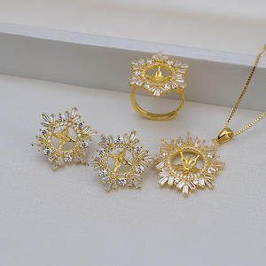 S925 Silver Female Earring & <b>Ring</b> Set <b>Sunflower</b> Snowflake Pendant with Empty Stand DIY Semi-Finished 1303 Fashion Jewelry - Product Image 1