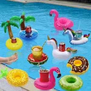 Yüzme plastik bardak tutucu şişme cam tutucu içecek bardak tutucu yaz Mini sevimli plastik Pvc şişme havuz oyuncakları