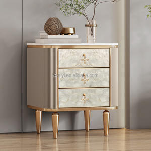 Coquille de marbre minimaliste en bois massif à côté de la table <span class=keywords><strong>3</strong></span> tiroirs chambre table de chevet armoire de rangement <span class=keywords><strong>Francois</strong></span> marbre table de chevet fermée - Product Image 6